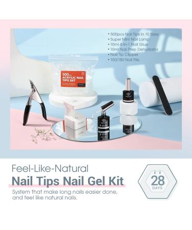 Modelones Gel X Nail Kit with 500Pcs Coffin Tips - 4 in 1 Nail Extension Kit - Buy Online on GoSupps.com