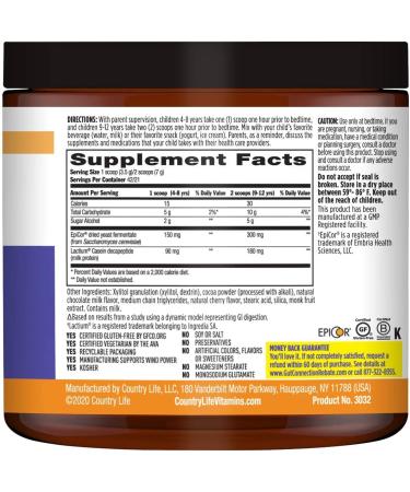 Country Life Gut Connection Kids Sleep Balance Chocolate Powder 5.1 oz - Natural Sleep Support - Buy Online on GoSupps.com