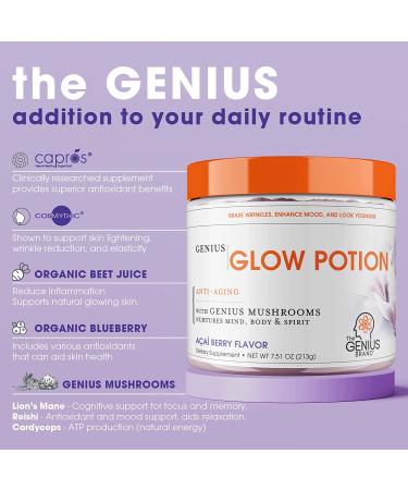 Genius Glow Potion - Anti Aging Beauty Supplement with Genius Mushrooms & Acai Berry Powder - Buy Online on GoSupps.com