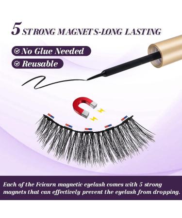 Fcicarn 5 Pairs Magnetic Eyelashes with Eyeliner Kit - Natural Look, Reusable, No Glue Needed - Buy Online on GoSupps.com