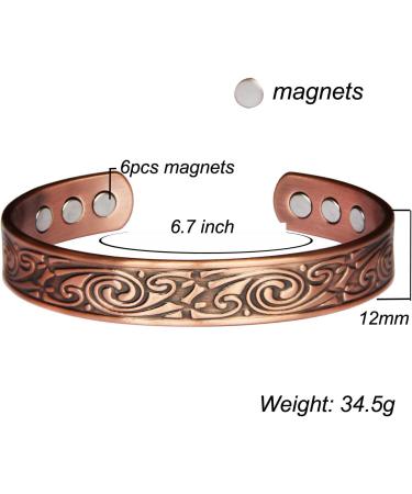 Biomag Men's Copper Bracelet - 99.9% Pure Magnetic Bangle for Arthritis Relief | Adjustable Joint Pain Jewelry Gift - Buy Online on GoSupps.com