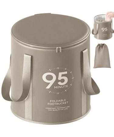 Collapsible Foot Bath with Zippered Lid Portable Foot Soaking Bucket Heat Retaining Non-slip Foot Bath Tub for Home Outdoor Grey Collapsible Foot Bath