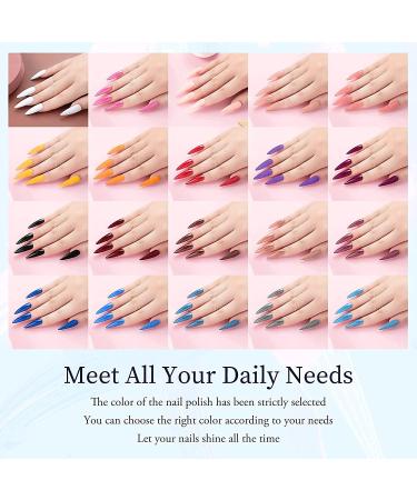 Aokitec Gel Nail Polish Kit 20+3Pcs Set | Nude Multi-Color Gel Manicure Set | DIY Home Gel Polish with Base & Top Coat | Gifts for Women | Christmas 20+3 Colors - Buy Online on GoSupps.com