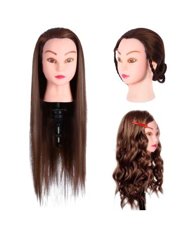 Exercise head Hairdasper Hairdress Hairdress Exercise Head Frisierkopf Frisierkopf Exercise Top Frisierkopf Frisierkopf Exercise Kopf Brown Hair Training With Free Clamp Holder