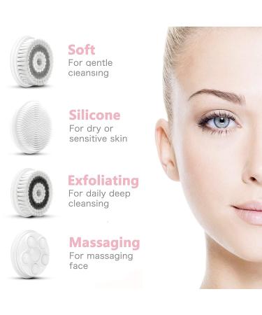 CLSEVXY Waterproof Facial Cleansing Spin Brush Set with 4 Interchangeable Heads - Electric Face Scrubber for Deep Scrubbing and Exfoliating in Pink - Buy Online on GoSupps.com