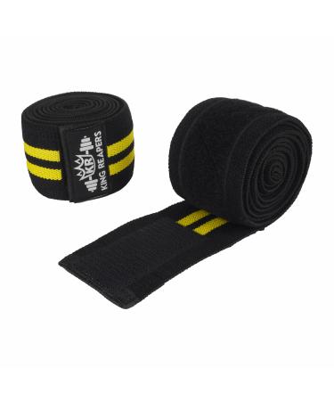 Knee Wraps for Weightlifting Knee Support (Black/Yellow)