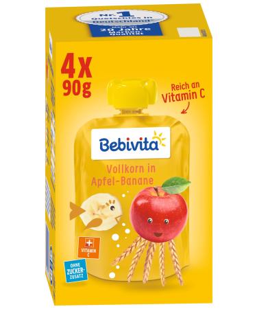 Bebivita children's fun fruit and cereals whole grain in apple-banana pack of 4 (4 x 4 x 90 g)