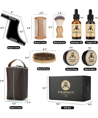 EXREIZSTUpgraded Beard Grooming Kit for men Beard Care Kit for men with 2Beard Growth Oil Balm Brush Comb Shaving Soap Storage suitable for Birthday Gifts for Men Him Dad Husband Brother Boyfriend - Buy Online on GoSupps.com