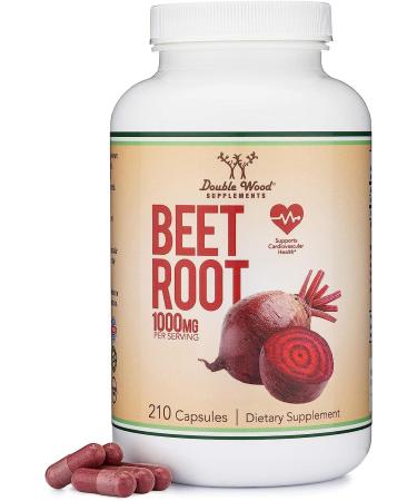 Beet Root Powder Capsules (Organic and Vegan) (210 Count 1,000mg Per Serving) - Super Food from Beets with High Nitrate for Overall Health Support by Double Wood