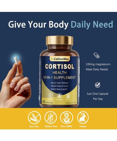 Cortisol Manager & Stress Support Supplement Premium Ashwagandha Complex for Deep Relaxation Mental Clarity & Calm Mood Natural Formula for Daily Energy & Restful Sleep 120 Vegan Capsules - Buy Online on GoSupps.com