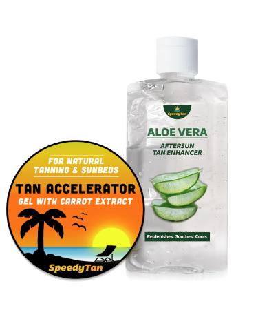 Premium Tan Accelerator Gel - For Sunbed Use & Natural Tanning - Natural Tanning Accelerator With Carrot Tanning Oil - UK Based Brand 90 ml (Pack of 1) Tan Accelerator Gel + Aloe Vera