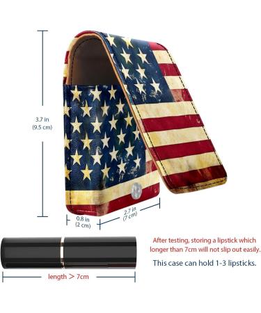 Travel Lipstick Organizer Case - Portable Makeup Bag with Mirror | Vintage American Flag Print - Buy Online on GoSupps.com