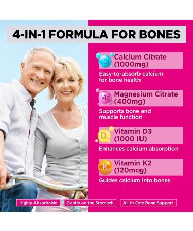 Yutiny Calcium Citrate Filled Gummies Extra Absorption Calcium Citrate 1000mg with Vitamin D3 K2 & Magnesium Chewable Supplement for Bone Muscle Health 60 Count - Buy Online on GoSupps.com