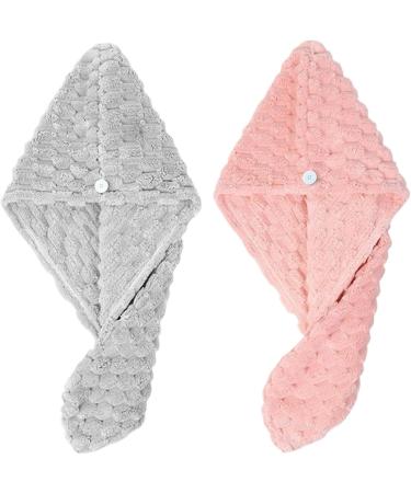 2Pcs Hair Towel Wrap - Quick Dry Microfiber Towel for Curly Hair & All Hair Types - Anti-Frizz & Button Fixing - Large 9.8x25.6 - Buy Online on GoSupps.com