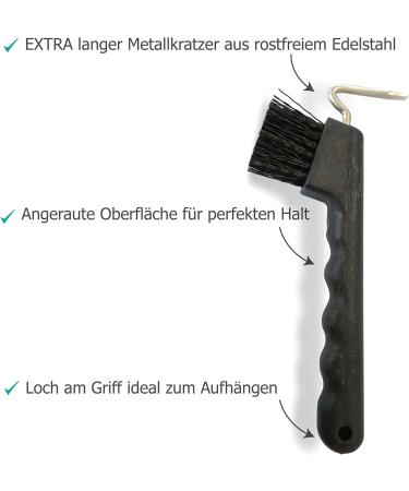Hoof Pick for Horses Donkeys & Goats - Sturdy Brush & Ergonomic Handle (2x Black) | International Shipping Available - Buy Online on GoSupps.com