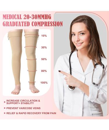 Eurzom Footless Zipper Compression Socks Thigh High 20-30 mmHg - Skin Color, X-Large - 2 Pair for Men and Women with Swelling - Buy Online on GoSupps.com
