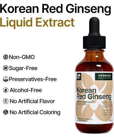 Korean Red Ginseng Liquid Extract - Energy & Focus Support - High Potency Tincture for Immune System & Vitality - 45-Day Supply - Buy Online on GoSupps.com
