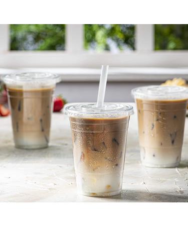 100 Sets 16 oz. Clear Plastic Cups with Flat Lids - Ideal for Parties and Events - Buy Online on GoSupps.com
