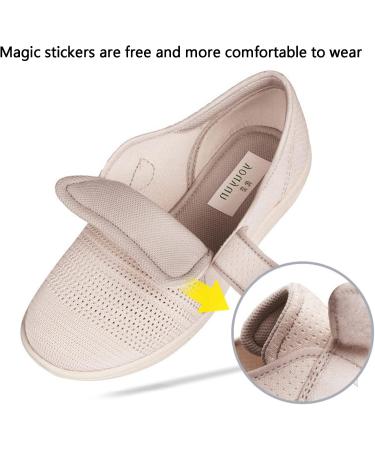 SDEQA Women's Diabetic Shoes - Adjustable Slippers for Swollen Feet - Non-Slip Wide Walking Shoes for Edema and Elderly - Grey, Size 5.5 - Buy Online on GoSupps.com