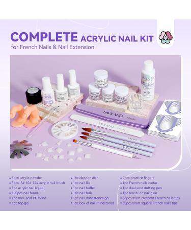 SAVILAND French Acrylic Nail Kit - Easy DIY Beginner Set with Acrylic Powder Liquid Nail Tips & Tools for Perfect French Manicure - Buy Online on GoSupps.com