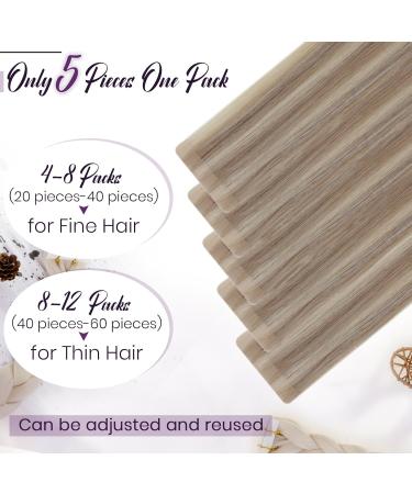 Laavoo Real Hair Tape Extensions Blonde Highlight Seamless 35cm #P18/613 | 5pcs Virgin Ash Blonde HairExtensions - Buy Online on GoSupps.com