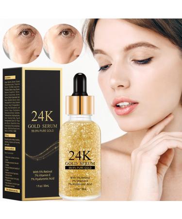 24k Gold Face Serum with Retinol Vitamin E Hyaluronic Acid Facial Serum For Repair Deep Moisturizing 99.9% Pure Gold Anti Aging Serum For Face Suitable For All Skin Types 30ml - Buy Online on GoSupps.com