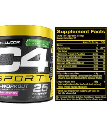 C4 Sport Pre Workout Powder - Energy Boost with Creatine, Caffeine, and Beta-Alanine Blend - NSF Certified | 25 Servings Strawberry Lemonade - Buy Online on GoSupps.com