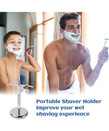 Nivofu Metal Razor & Brush Stand - Portable Shaving Brush Holder for Men | Perfect Gift for Fathers & Friends - Silver - Buy Online on GoSupps.com