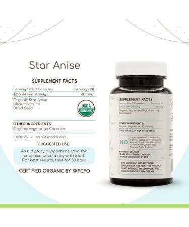 Buy Organic Star Anise Capsules - 60 Count | USDA Certified Herbal Supplement | Natural Vegetarian Capsules - Buy Online on GoSupps.com