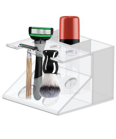 Onkujlpst razor holder made of acrylic razor brush made of acrylic |Clear acrylic cosmetics organizer stand |Multifunctional cosmetic storage organizer for toothbrush razor shaving cream transparent