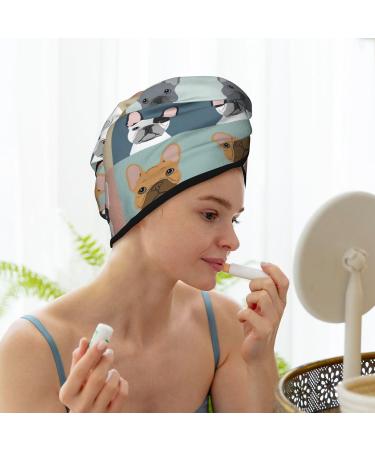 French Bulldog Coral Velvet Dry Hair Cap - Unisex Towel Wrap for Bathing Pool Parties & Beach - Ultimate Home Accessory - Buy Online on GoSupps.com