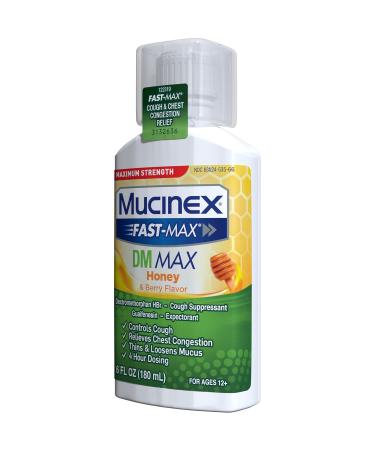 Mucinex Fast-Max Maximum Strength DM MAX Symptom Relief Cough Suppressant and Expectorant Honey & Berry Flavor 6 FL OZ - Buy Online on GoSupps.com
