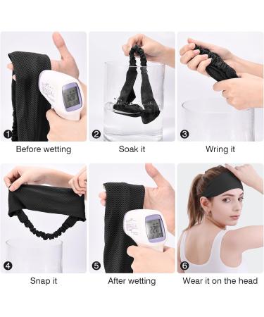 Cooling Sports Headband for Men - Double-Sided Moisturizing Highly Stretchy Workout Hair Band for Yoga Running Cycling & Basketball - 2 x Black/2 x White - Buy Online on GoSupps.com