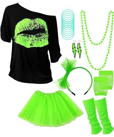 80s Women s Costume: Neon Party Outfit with T-Shirt Accessories & Leg Warmers | Sizes 7-3XL - Buy Online on GoSupps.com