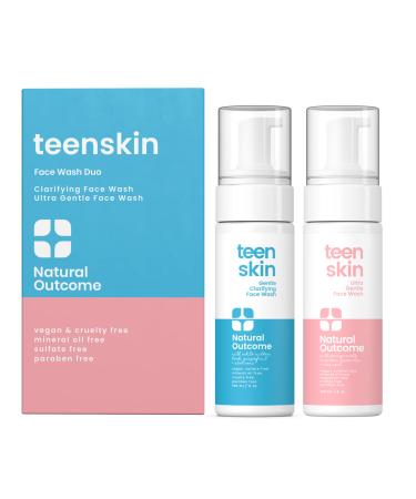 natural outcome Teen Skin Face Wash Duo | Gentle Foaming Daily Boys & Girls Kids Face Wash | Non-toxic Ingredients | Perfect for Teens Preteens & Kids Looking to Prevent Acne | Two 5 oz Bottles