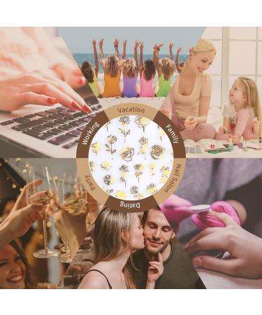 30-Piece Gold 3D Self-Adhesive Nail Stickers - Flower, Line, Lace, and Leaf Design | DIY Nail Art Decals for Acrylic Nails | Women's & Girls' Nail Supplies - Buy Online on GoSupps.com