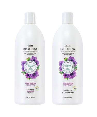 BIOTERA Moisturizing Restoring Shampoo and Conditioner | Dry Medium Fine Hair | Microbiome Friendly | Vegan Shampoo & Conditioner Set 32 Fl Oz (Pack of 2)