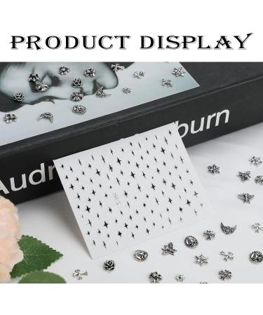 Cross Nail Art Charms 3D Cute Punk Metal Nail Decorations for Women & Girls - 50PCS Antique Silver DIY Manicure Accessories Retro Rose Studs Rivets Hearts Ornaments - Buy Online on GoSupps.com
