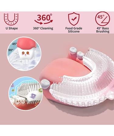 Kids U-Shaped Toothbrush 2-Pack - Soft Silicone Brush Head, Cover, 360 Oral Cleaning - Ages 2-6 - Buy Online on GoSupps.com