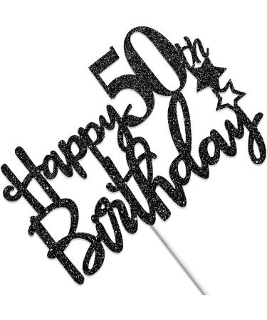 Tenhaisi Glittery Black Happy 50th Birthday Cake Topper 50 and Fabulous Birthday Cake Topper - Adult 50th Birthday Party Decoration - Cheers To 50 Years Birthday Wedding Anniversary Party Decoration - Buy Online on GoSupps.com