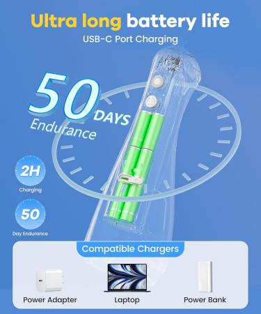 Buy Water Flosser with Unique U-Shaped Tip | 4 Modes 8 Replacement Tips IPX8 Waterproof - Ideal for Home & Travel - Buy Online on GoSupps.com
