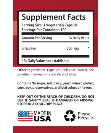 Buy Taurine B6 | L-Taurine 500mg - Boost Energy Support Focus & Memory | Essential Amino Acids | Lean Muscle & Detox | 200 Capsules x 2 Bottles - Buy Online on GoSupps.com