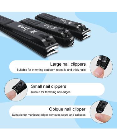 Professional Black Matte Stainless Steel Nail Clippers Set - 3 Pack for Men and Women | Includes Fingernail, Thick Toenail, and Ingrown Nail Clippers with Built-in Nail File - Buy Online on GoSupps.com