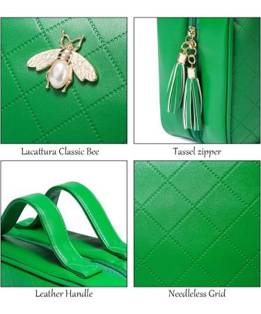 LACATTURA Hanging Toiletry Bag for Women - Large Leather Travel Makeup Organizer - Portable Waterproof Hygiene Bag in Green - Buy Online on GoSupps.com