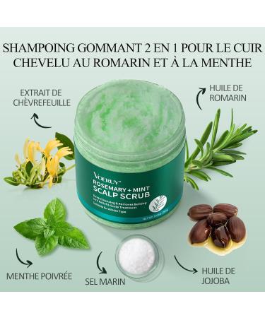 Gommage du cuir chevelu shampooing exfoliant pour cuir chevelu au romarin traitement 2 en 1 du cuir chevelu l'huile de menthe traitement capillaire pour clarifier et enlever l'accumulation avec - Buy Online on GoSupps.com