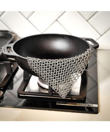 Stainless Steel Cast Iron Cleaner Cast Iron Skillet Cleaner Chainmail Scrubber Cast Iron Cleaner for Skillets Frying Pans Frying Pans Woks and More (7 x 7 Inch) - Buy Online on GoSupps.com