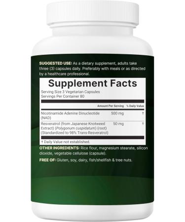 Micro Ingredients NAD+ 500mg with Resveratrol 240 Veggie Capsules | 2-in-1 NAD Supplement for Women & Men | NMN Pathway Alternative | Non-GMO Gluten Free 240 Count (Pack of 1) - Buy Online on GoSupps.com