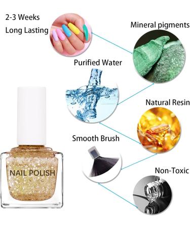Glitter Nail Polish - Flash Shinny Gold Nail Varnish - Quick Drying & Long Lasting Nail Polish - No Need Baking & Easy to Apply Nail Polish for Women Glitter Gold - Buy Online on GoSupps.com