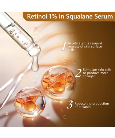 Retinol 1% in Squalane Serum for Dry Skin | Moisturizing Anti-Aging Face Serum | Reduce Fine Lines & Acne - Buy Online on GoSupps.com