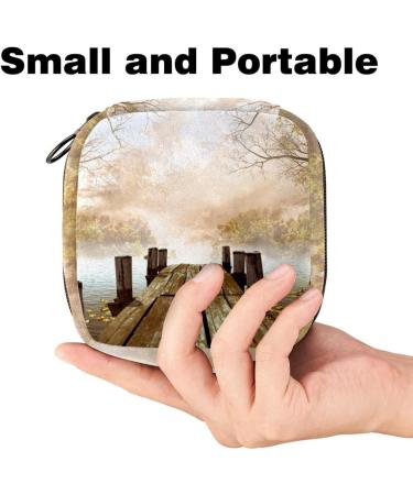 Antique Nature Bridge Lake Womenbinden Storage Pocket | Large Menstrual Cup Zipper Bag - Perfect for Period Inserts Panty Liners & Tampons - Multi-Colored - Buy Online on GoSupps.com